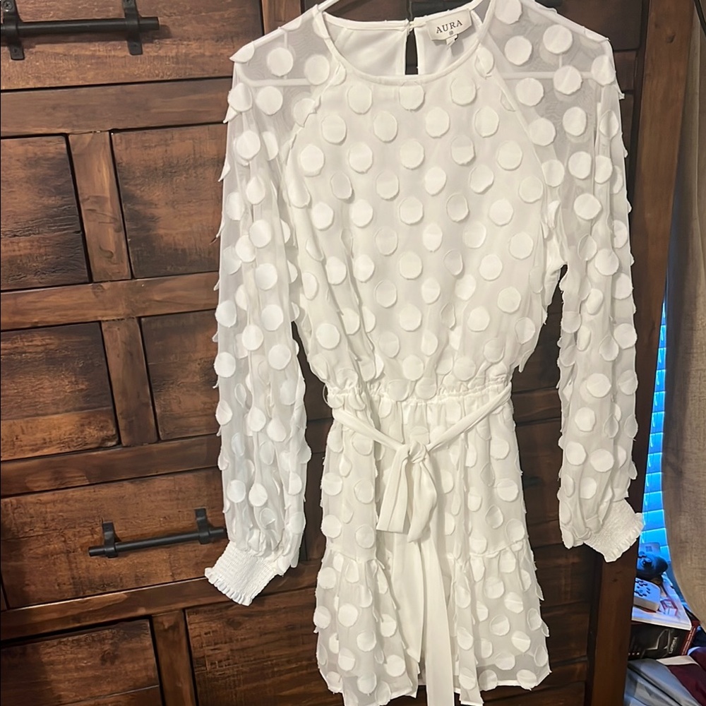 Aura Cream Long Sleeve Sheath Dress for Wedding Guest